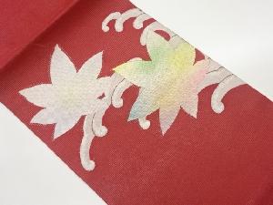 絽紅葉に荒波模様開き名古屋帯（額縁仕立て）